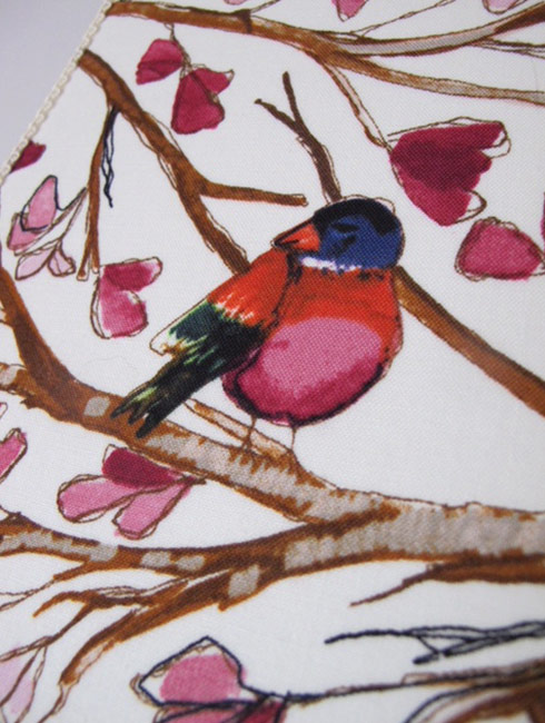 Zoomed in view of the material used on Birdsong in cream lampshade